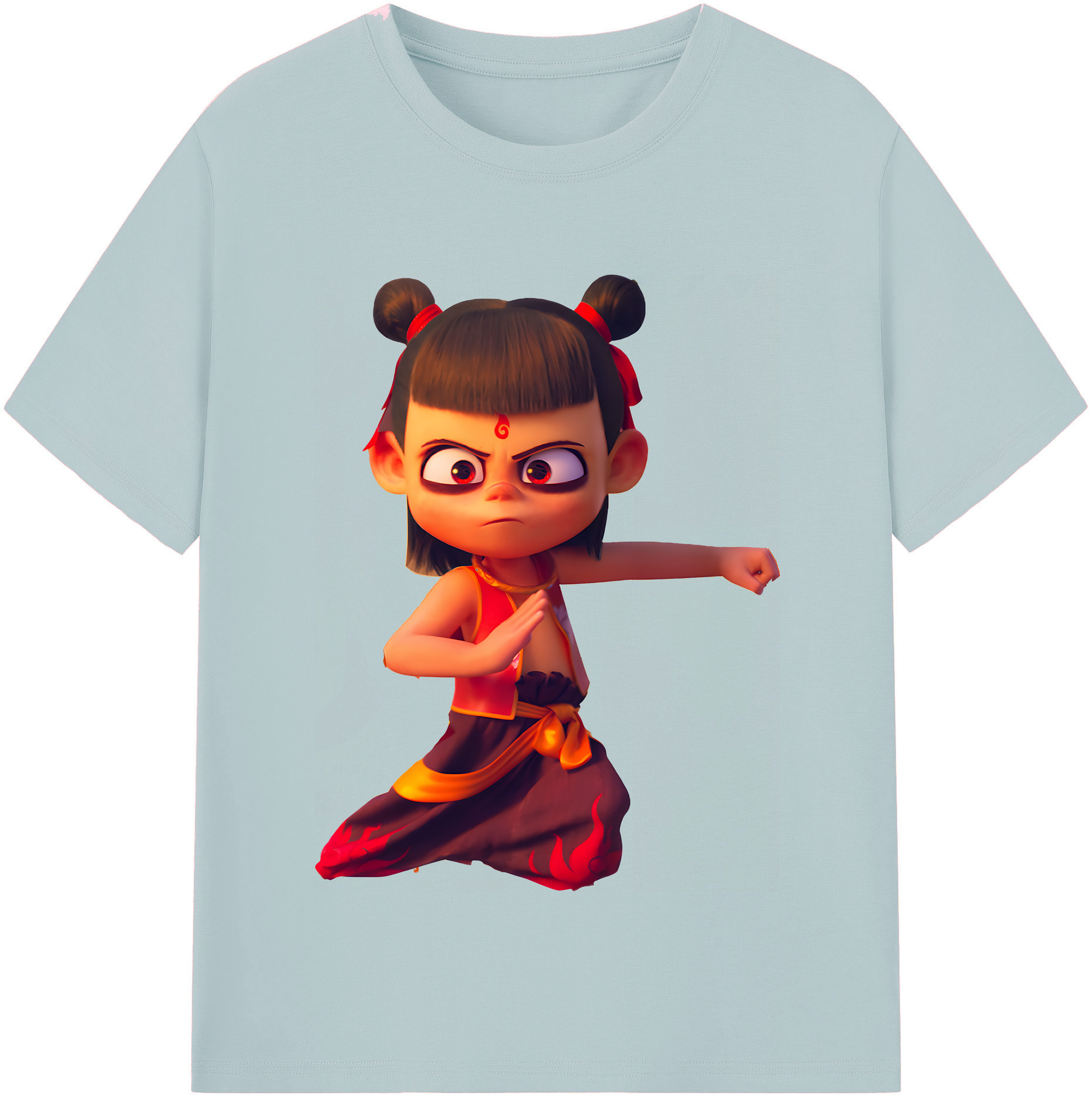 （画像用） Ne Zha 2 ナタ 魔童の大暴れ 綿100％半袖Tシャツ（フロントプリント）